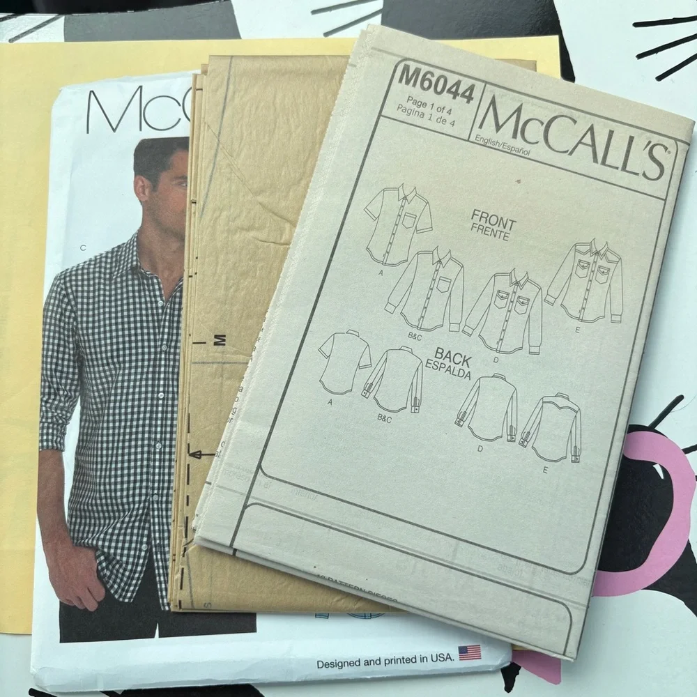 McCalls Pattern M6044 XM for Men’s Shirts